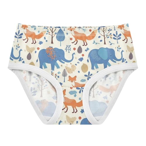 Wusikd Foxes Elephants Girls' Underwear Cotton Trees Girls Briefs Soft Toddler Underwear 2T