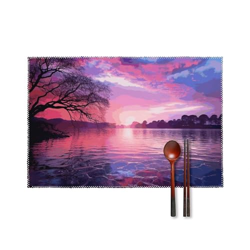 Set de table cuisine violet lot de 6 lavable protège table résistant chaleur imperméable