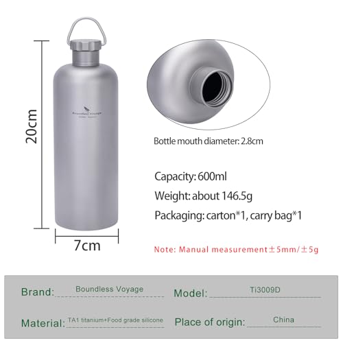 Bouteille en titane 600 ml iBasingo Ti3009D gourde légère - 4