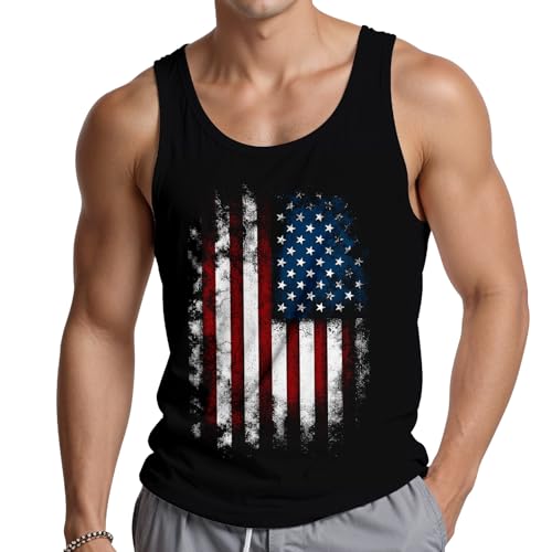 Mens Tank Tops Summer Graphic Beach Tank Tops Men 4th of July Shirts for Men Workout Patriotic Muscle Shirts Funny 3XL
