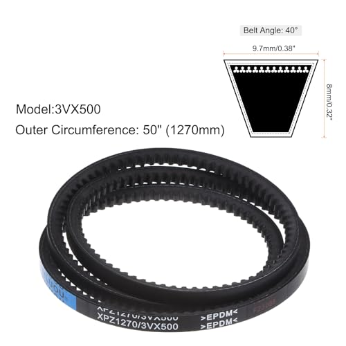 sourcing map 3VX500 Keilriemen, 50/1270mm Länge x 0.38/9,7mm Breite x 0.315/8mm Dicke Gummi Antriebsriemen Zahnriemen Gummiübertragungsriemen Flachriemen Antriebskeilriemen