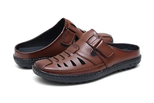 Image of ARAMISH Back Open Genuine Leather Fisherman Sandals for Men