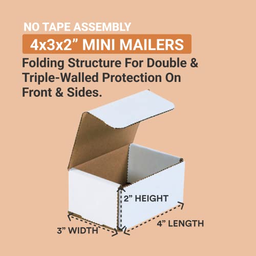 Aviditi Mailer Boxes Small 4"L X 3"W X 2"H, 50-Pack | Corrugated Cardboard Box For Moving, Shipping And Storage 432 #TOP1
