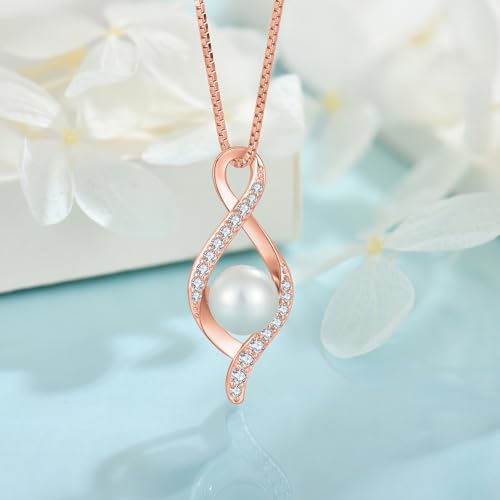Freshwater Pearl Necklace for Women 925 Sterling Silver Infinity Pendant Necklace Pearl Jewelry Gifts for Her4