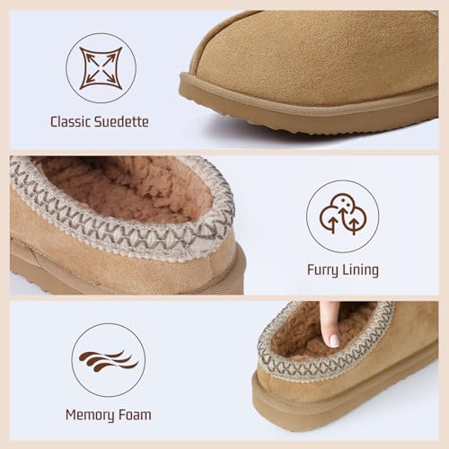 Image of Women's Slippers Fuzzy Cozy Short Ankle Shoes Indoor and Outdoor Mules Furry Warm House Slippers for Woman Cute Fluffy Clogs