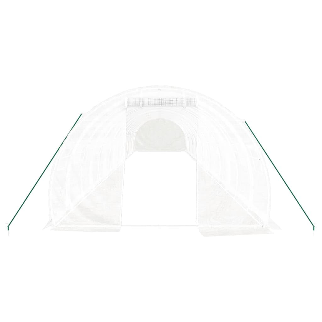 Homgoday Invernadero con Estructura de Acero Blanco 48 m² 16x3x2 m, Invernadero Caseta Jardín Terraza Plantas Semilla Cultivo Huerto Verduras Cubierta Casero