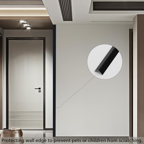 Image of Coengwui Aluminum Corner Guards, Peel and Stick L-Shaped Molding Trim for Wall Table Door Frame Protection and Decoration (Matte Black, 3Pcs x 2.9ft x 0.8in)