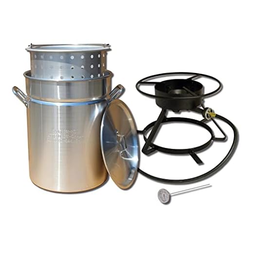 King Kooker 5012 Portable Propane Outdoor Boiling and Steaming Cooker Package with 50-Quart Aluminum Pot and Steaming Basket