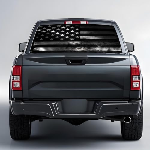 Image of Back Window Decals for Trucks - 65x17.3 in American Flag Window Decal Rear Window Decals for Truck Decor, Creative Truck Rear Window Decal for Personalized Decoration - AFD-12-S