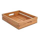 1 Stück – Transportbox 32,5 x 26,5 x 7 cm Natur Bambus