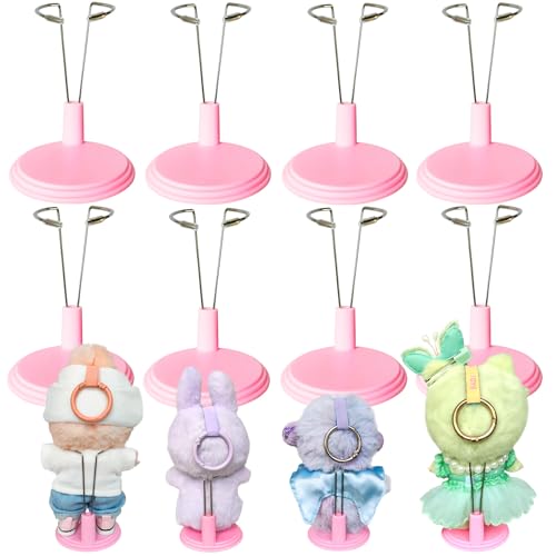 NiXiSHEEN 8-Pack Adjustable Doll Stand, Pink, 4-8 Inch