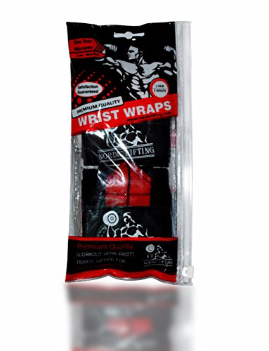 Nordic Lifting Wrist Wraps (1 Pair/2 Wraps) 14" for Weightlifting | Cross Training | Powerlifting - For Women & Men - Hand Strength & Support During Weight Lifting (Red) - 1 Year Warranty - Thumbnail 6
