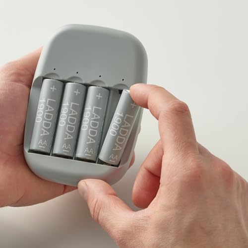 Image of Ikea LADDA Rechargeable Batteries AA HR6 1.2V 1900mAh Grey Pack of 4