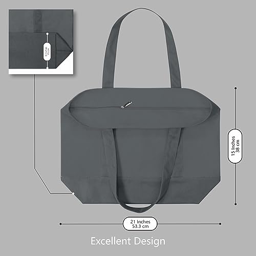 image for TOPDesign 1-Pack Canvas Tote Bag with an External Pocket, Reusable Gro