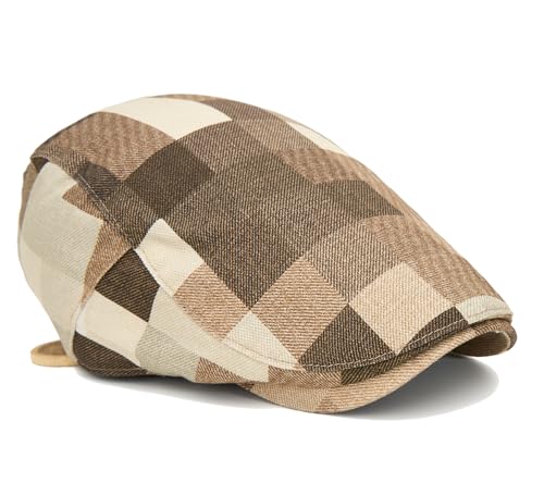 Image of Quanhaigou Men's Cotton Flat Ivy Gatsby Newsboy Driving Hat Adjustable Irish Cabbie Ivy Driving Hunting Cap
