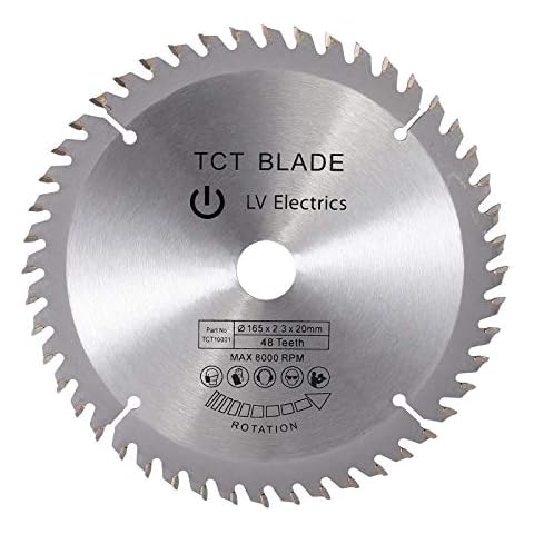 TCT Circular Saw Blade, Kamtop 165mmx20mm Bore Mitre Saw Blade Wood Cutting Circular Blade 48T Woodwork Cutter Blade with 16mm Ring for Softwood Hardwood Chipboard MDF Fit for Evolution Bosch Makita Cover