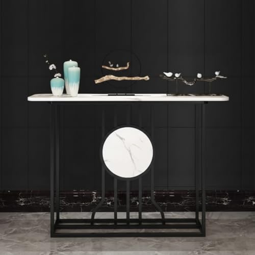 Image of Accent Table, Side Table, Small end Table, and Rectangular Bedside Table with Contemporary Home Accents for The Living Room, Bedroom, Office, and Console Table (Black White)
