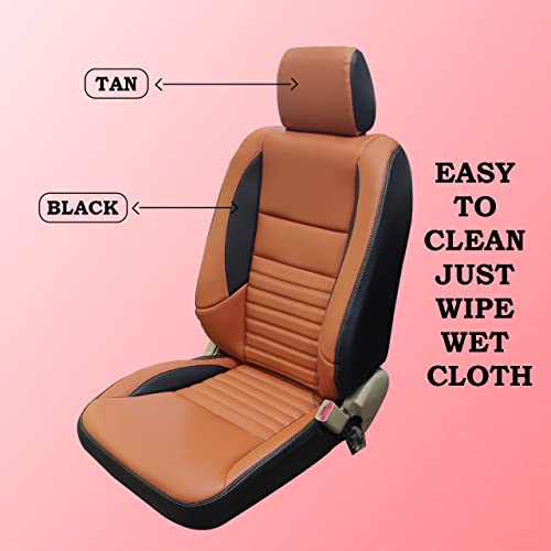 Image of AUTOXYGEN Car PU Leather Luxury seat Cover Front & Rear Accessories for Swift Dzire Till 2016 (Tan & Black, 1013)