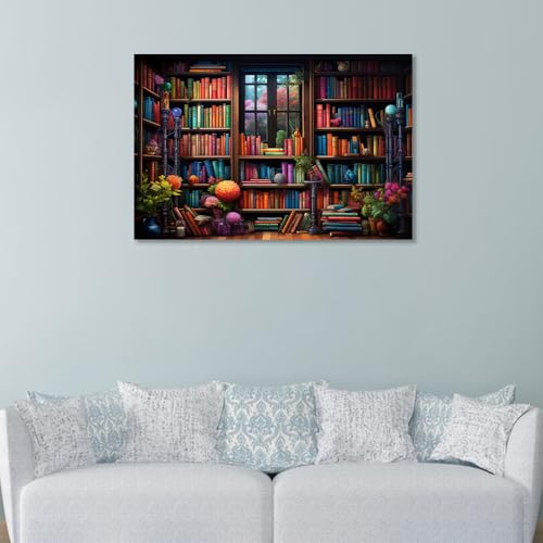 Toile bibliothèque fantastique pour raviver un mur blanc de salon sombre - 3