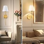 Wall Sconces Sets of 2, Bathroom Vanity Sconces Wall Lighting with White Fabric Shades, Retro Industrial Wall Lamps, Wall Lights Suitable for Bedroom Living Room Kitchen - Image 5