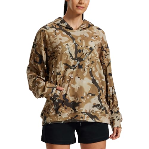 LOOGU Women's Camo Oversized Hoodies Sweatshirts Fleece Hooded Casual Pullover Fall Winter Long Sleeve with Pocket Dropped Shoulder Sleeves Small Loogu Spretta Desert