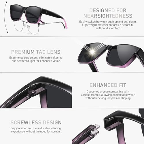 Image of GEGURI Polarized Sunglasses Fit Over Glasses for Men Women, Oversized Square Sun Glasses UV400 Protection Shades