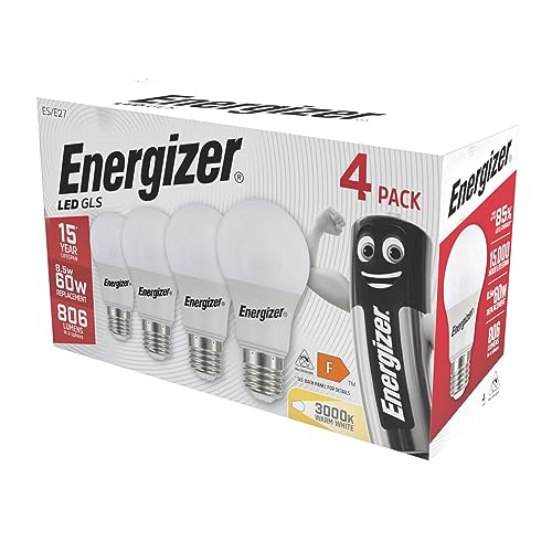 Energizer GLS LED Bulb 4 Pack, Warm White E27, 60W (ENGS14057)