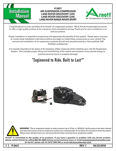 Arnott P-3431 New Air Suspension Compressor - 05-13 Land Rover Discovery Lr3, Lr4, Range Rover Sport 4-Wheel Leveling #TOP4