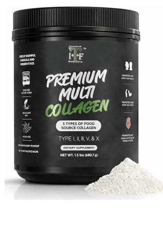 Multi Collagen Peptides Powder Unflavored - 5 Types Multi Collagen Complex (I, II, III, V, X) - Grass Fed Hydrolyzed Powder Collagen for Hair, Skin, Nails, Joints & Gut Health - 30 Servings