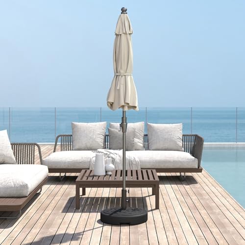 Helios&Hestia 112 lb Heavy Duty Round Umbrella Base, Plastic Water and Sand Fillable Outdoor Stand Weight for Patio Market Table Umbrella, Black by Helios&Hestia - Image 2
