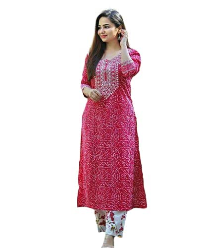Deepika Collection Women’s Cotton Printed Embroidery Work Kurti Pant Set || Fashionable, Beautiful, Trendy &Stylish