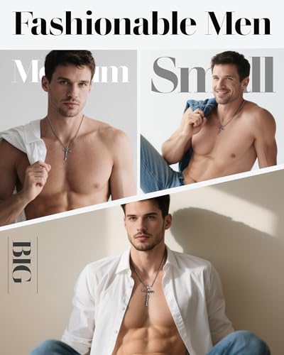 Catholic Crucifix Necklace for Men and Women, Antique Silver Cross Necklace with Exquisite Jesus Pendant, 18~30" Stylish Stainless Steel Snake Chain, Christian Jewelry Gift4