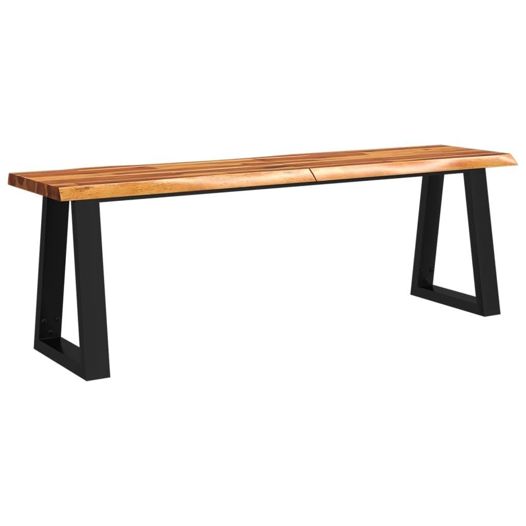 vidaXLSolid Acacia Wood Bench with Live Edge and Industrial-Style Steel Legs - Perfect for Living Room, Dining Room, Hallway Seating