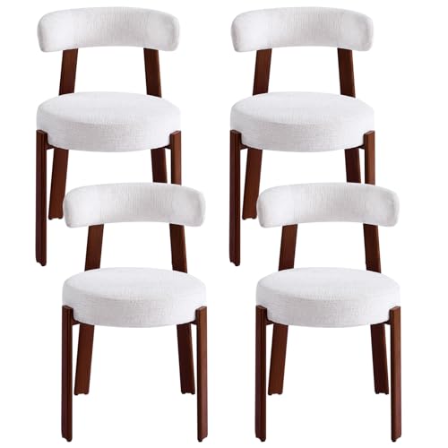 stone princess Lot de 4 chaises de salle à manger modernes rembourrées avec dossier incurvé et structure en métal - Pour cuisine, salle à manger, salon -...