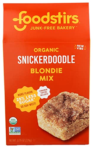 Foodstirs Junk Free Bakery Organic Snickerdoodle Blondie Baking Mix | Non-GMO | Low Sugar, 11.95 Ounce