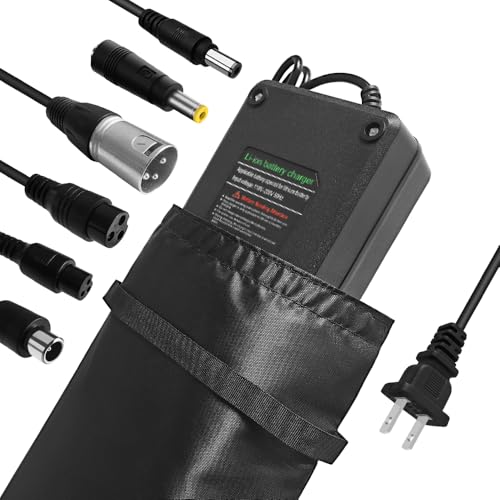 XIUWK 54.6V 3A-5A Charger with 6 Plug Suitable for Various Lithium Batteries, Such as Lawn Mower and Wheelchair Lithium Batteries, etc. (5A 6Plug+Bag)