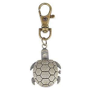 Vintage Dames Heren Voor Ketting Zakhorloge Unisex, Nieuwigheid Kleine Leuke Kleine Schildpad Vorm Sleutelhanger Quartz Zakhorloge Fob Retro Bronzen Sleutelhangers Voor Jongens Meisjes Kinde