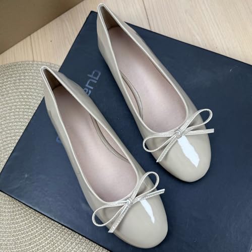 Image of TN TANGNEST Women's Velvet Flats Round Toe Ballet Shoes | Elegant Bowknot Flats Comfortable Casual Slip On Flats for Work