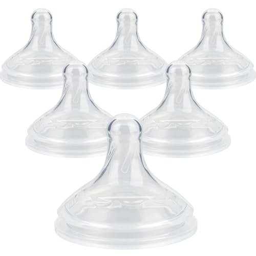 Silicone Nipple for Dr.Brown's Wide-Nick Baby Bottle & Glass Bottles,Level 2 Nipple, Medium Flow, 3m+, 6 Count