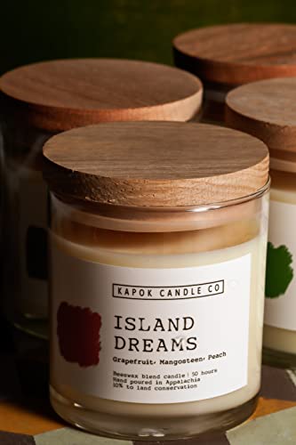 Kapok Beeswax Scented Candle, Farmhouse Candle Style, Hand Poured Beeswax Blend, 100% Cotton Wick (Island Dreams, 10.3 Oz) #TOP2