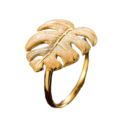 Bague réglable femme en S925 style Monstera pour sublimer vos tenues d'été