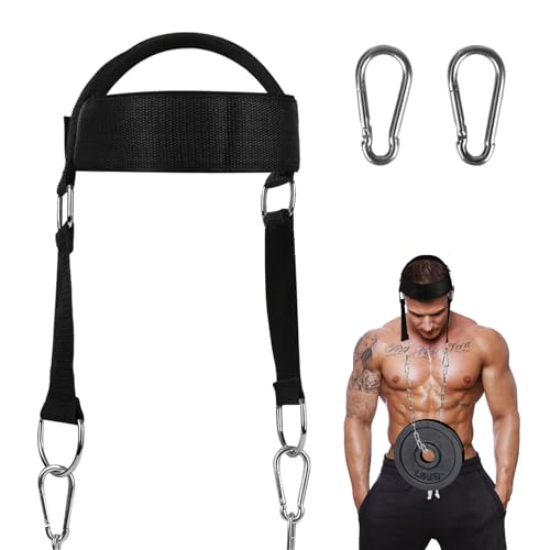 PYserne Nackentrainer mit D Haken Befestigung Erstellbares Neck Trainer Kopftrainer Männer Neck Exerciser Builder Neck Harness für Gewichtheben Kräftigungstrainer Ausrüstung