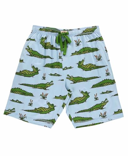 Lazy One Pajama Shorts for Men, Men's Pajama Bottoms (Crocodile, L)