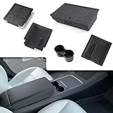2023 Upgraded 5PCS Model Y Accessories, Under Seat Organizer Tray Cup Holder Center Hidden Armrest S