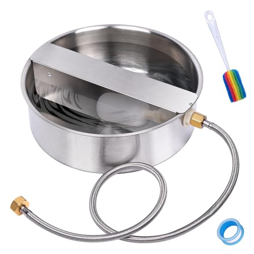 KHEARPSL Automatic Dog Water Bowl Dispenser Large Breed Outdoor Pet Water Fountain Pet Waterer with Float Valve 6.5L Heavy-Duty Stainless Steel Auto Waterer for Large Dogs Cats Puppy Chicken Goat