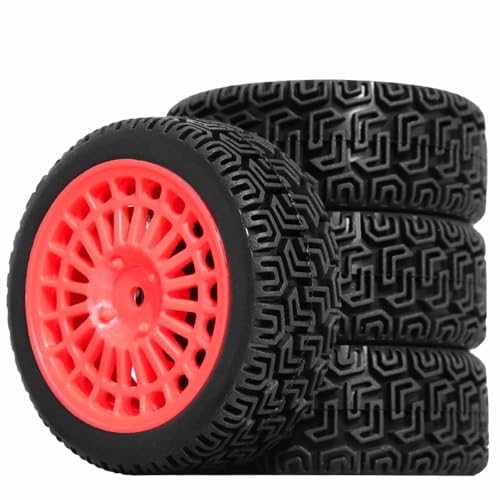 RC�J�[�^�C�������Z�b�g Compatible With Tamiya XV01 XV02 For TT01 For TT02 1/10 RC ���[�V���O�J�[�A�b�v�O���[�h�������i�A�N�Z�T���[ 68 �~�����[�g���^�C���z�C�[��(Red)
