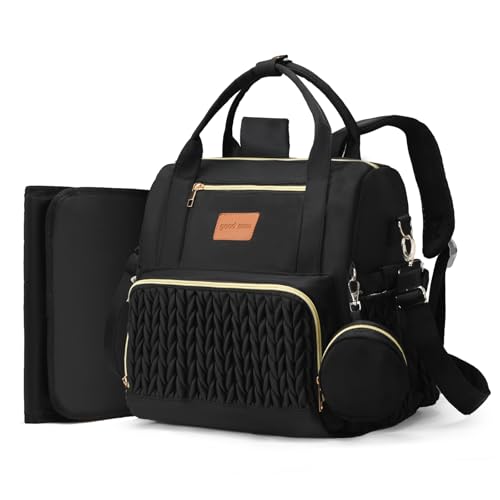 Image of ZCSERTGI Backpack Diaper Bag,Stylish Waterproof Baby Diaper Bags with Changing Pad,Insulated Pockets,Multi-Function Travel Diaper Backpacks,Gift for New Parents,Black