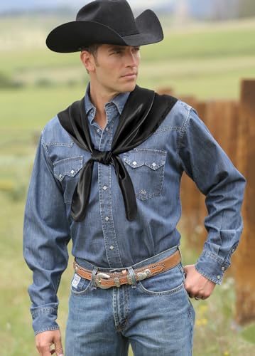 GERINLY Solid Color Wild Rag, Pure Cowboy Bandanas 35 Inch, Bolo Scarf for Men Women3