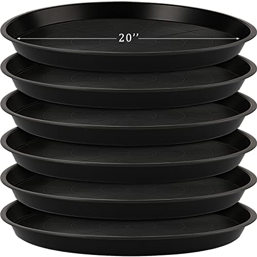 Eccliy Confezione da 6 piattini per piante in plastica, resistenti, grandi, per interni ed esterni, colore nero, 50,8 cm