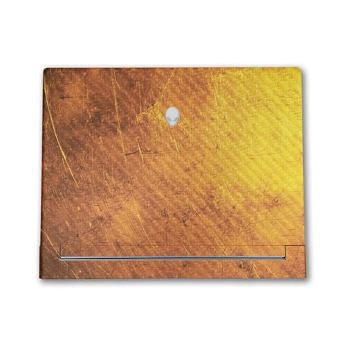 Image of Carbon Fiber Laptop Skin Compatible with Alienware X16 R2 (2024) - Textured Gold - Premium 3M Vinyl Protective Wrap Decal Cover - Easy to Apply | Crafted in The USA by MightySkins